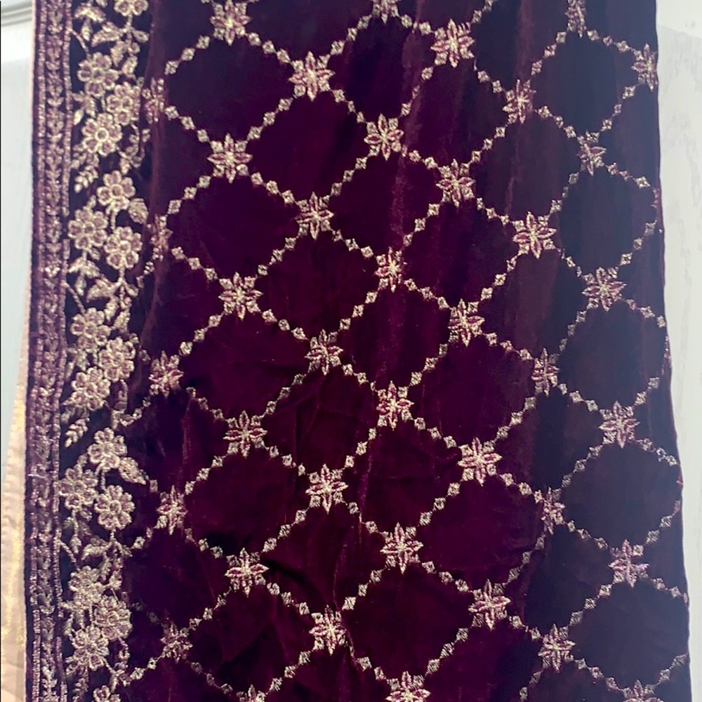Burgundy/Purpish Color Velvet Shawl